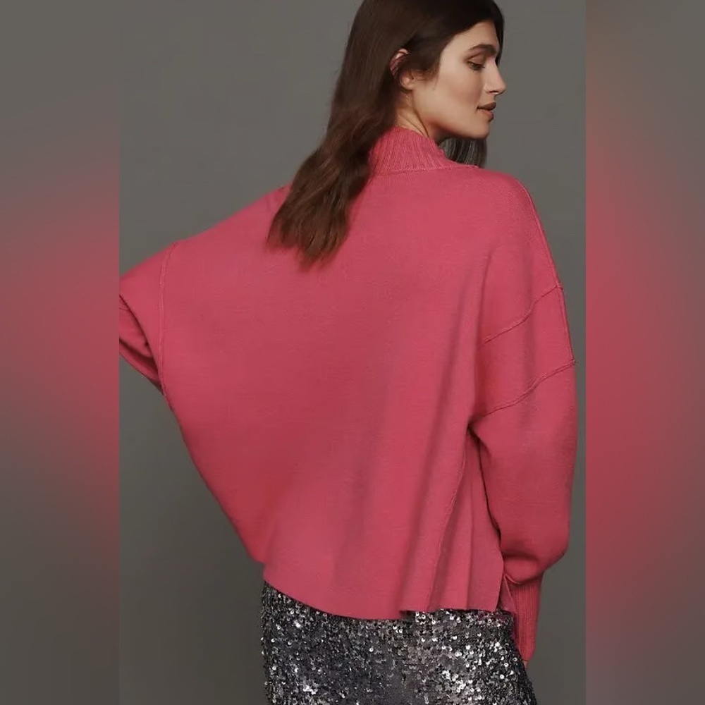 NWT! Anthropologie by Maeve The Logan Turtleneck Pink Sweater  🍟 💚 - Picture 2 of 7